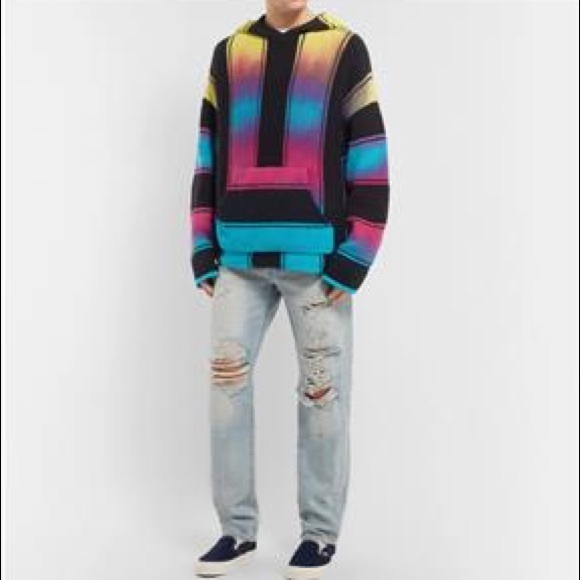 Amiri Rainbow Wide Stripe Baja Cotton Sweater - Picture 8 of 8